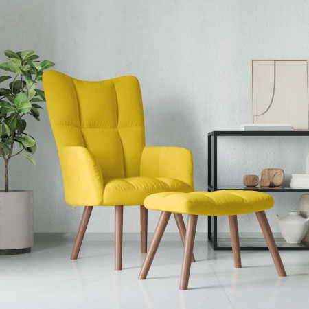 Sillón de relax con taburete terciopelo amarillo mostaza en Sillones | Comprar online en Foru.es