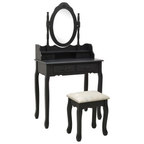Juego de tocador y taburete madera paulownia negro 75x69x140 cm de , Tocadores para dormitorios - Ref: Foro24-289316, Precio:...