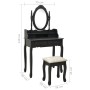 Juego de tocador y taburete madera paulownia negro 75x69x140 cm de , Tocadores para dormitorios - Ref: Foro24-289316, Precio:...