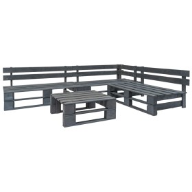 Set de muebles de palets para jardín 4 piezas madera gris en Conjuntos de jardín | Comprar online en Foru.es