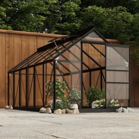 Invernadero de vidrio gris antracita aluminio 155x298x191 cm de , Invernaderos - Ref: Foro24-3082335, Precio: 765,76 €, Descu...