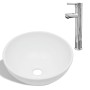 Lavabo de baño con grifo mezclador cerámica redondo blanco de , Lavabos - Ref: Foro24-275494, Precio: 88,74 €, Descuento: %
