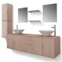 Conjunto de muebles de baño con lavabo y grifo 11 piezas beige de , Muebles de baño - Ref: Foro24-273688, Precio: 434,80 €, D...