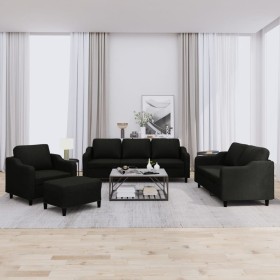 Juego de sofás con cojines 4 piezas tela negro de , Sofás - Ref: Foro24-3201782, Precio: 654,96 €, Descuento: %