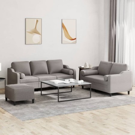Juego de sofás con cojines 3 piezas tela gris taupe | Foro24.es | Tu tienda online para hogar, jardín y más Foro24.es
