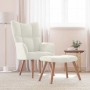 Sillón de relax con taburete terciopelo blanco crema en Sillones | Comprar online en Foru.es
