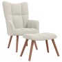 Sillón de relax con taburete terciopelo blanco crema en Sillones | Comprar online en Foru.es