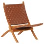 Silla de relax plegable cuero auténtico marrón de , Taburetes y sillas plegables - Ref: Foro24-356376, Precio: 172,38 €, Desc...
