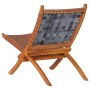 Silla de relax plegable cuero auténtico marrón de , Taburetes y sillas plegables - Ref: Foro24-356376, Precio: 172,38 €, Desc...