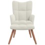 Sillón de relax con taburete terciopelo blanco crema en Sillones | Comprar online en Foru.es