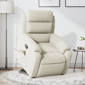 Sillón reclinable de masaje elevable terciopelo crema de , Sillones - Ref: Foro24-3205112, Precio: 318,64 €, Descuento: %