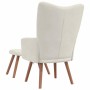 Sillón de relax con taburete terciopelo blanco crema en Sillones | Comprar online en Foru.es