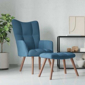 Sillón de relax con taburete terciopelo azul en Sillones | Comprar online en Foru.es