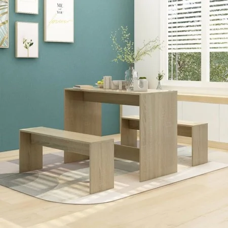 Juego de comedor 3 piezas madera contrachapada roble Sonoma de vidaXL, muebles para cocinas y comedores - Ref: Foro24-809479,...