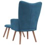 Sillón de relax con taburete terciopelo azul en Sillones | Comprar online en Foru.es