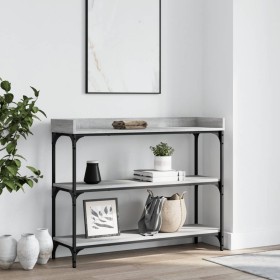 Mesa consola con estantes gris Sonoma 100x30x80 cm de , Mesas auxiliares - Ref: Foro24-837810, Precio: 49,21 €, Descuento: %