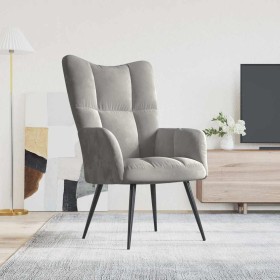 Sillón de relax de terciopelo gris claro en Sillones | Comprar online en Foru.es