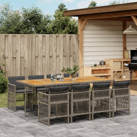 Set comedor jardín 9 pzas y cojines ratán sintético gris | Foro24.es | Tu tienda online para hogar, jardín y más Foro24.es