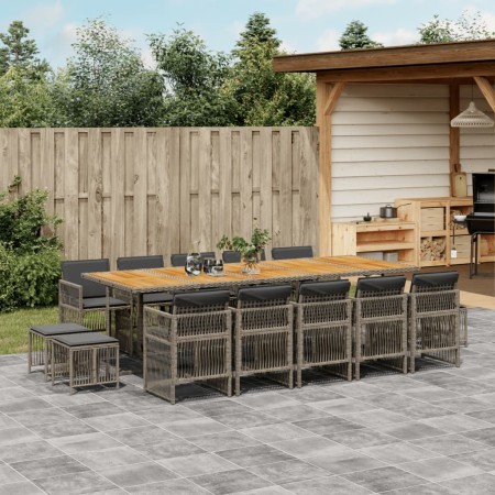 Set comedor de jardín con cojines 15 pzas ratán sintético gris | Foro24.es | Tu tienda online para hogar, jardín y más Foro24.es