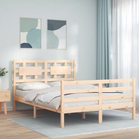 Estructura de cama con cabecero madera maciza 120x200 cm de vidaXL, Camas y somieres - Ref: Foro24-3194436, Precio: 118,85 €,...