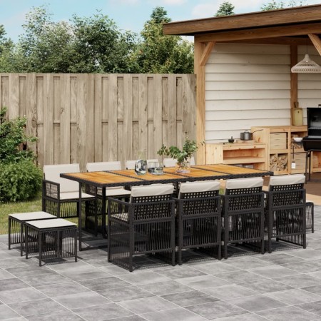 Set comedor de jardín con cojines 13 pzas ratán sintético negro de , Conjuntos de jardín - Ref: Foro24-3210987, Precio: 802,3...
