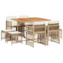 Set comedor de jardín 9 pzas con cojines ratán sintético beige de , Conjuntos de jardín - Ref: Foro24-3210964, Precio: 394,08...