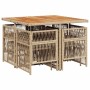 Set comedor de jardín 9 pzas con cojines ratán sintético beige de , Conjuntos de jardín - Ref: Foro24-3210964, Precio: 394,08...