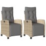 Sillón reclinable jardín reposapiés 2 uds ratán PE beige mezcla de , Sillas de jardín - Ref: Foro24-365245, Precio: 284,02 €,...