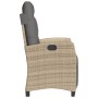 Sillón reclinable jardín reposapiés 2 uds ratán PE beige mezcla de , Sillas de jardín - Ref: Foro24-365245, Precio: 284,02 €,...