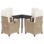 Set comedor de jardín 5 pzas con cojines ratán sintético beige de , Conjuntos de jardín - Ref: Foro24-3212813, Precio: 603,41...