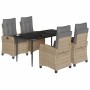 Set comedor de jardín 5 pzas con cojines ratán sintético beige de , Conjuntos de jardín - Ref: Foro24-3212826, Precio: 580,42...