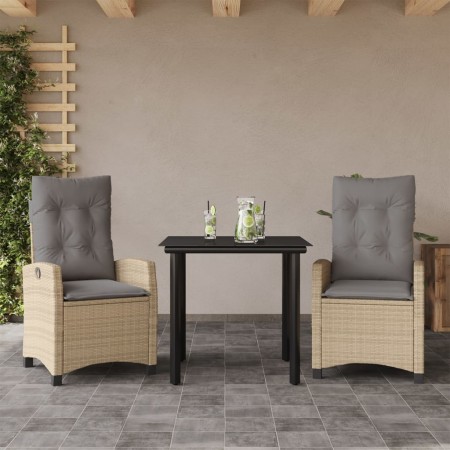 Set comedor de jardín 3 pzas con cojines ratán sintético beige de , Conjuntos de jardín - Ref: Foro24-3212832, Precio: 305,28...
