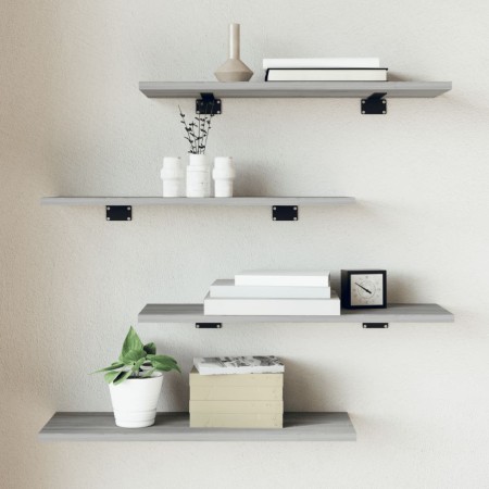 Estantes pared 4 uds madera ingeniería gris Sonoma 60x20x1,5 cm de , Estanterías - Ref: Foro24-838233, Precio: 28,65 €, Descu...