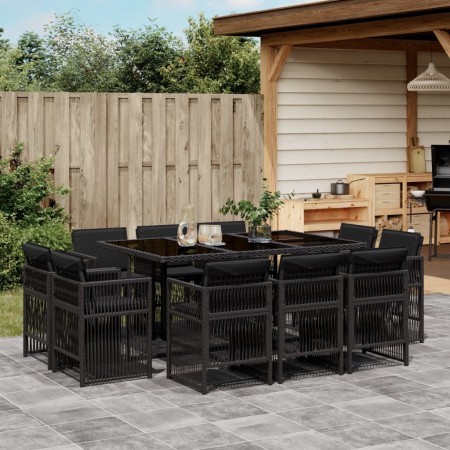 Set de comedor jardín 11 pzas con cojines ratán sintético negro de , Conjuntos de jardín - Ref: Foro24-3211027, Precio: 561,9...