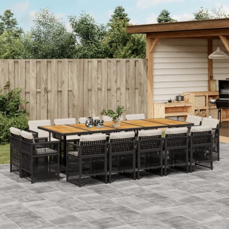 Set comedor de jardín con cojines 15 pzas ratán sintético negro de , Conjuntos de jardín - Ref: Foro24-3211059, Precio: 1,00 ...