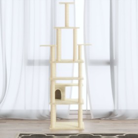 Rascador para gatos con postes de sisal crema 183 cm de vidaXL, Mobiliario para gatos - Ref: Foro24-171482, Precio: 85,69 €, ...