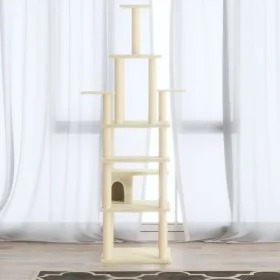 Rascador para gatos con postes de sisal crema 183 cm de vidaXL, Mobiliario para gatos - Ref: Foro24-171482, Precio: 84,26 €, ...