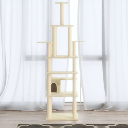Rascador para gatos con postes de sisal crema 183 cm de vidaXL, Mobiliario para gatos - Ref: Foro24-171482, Precio: 85,69 €, ...