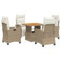Set comedor de jardín 5 pzas con cojines ratán sintético beige de , Conjuntos de jardín - Ref: Foro24-3277412, Precio: 607,75...