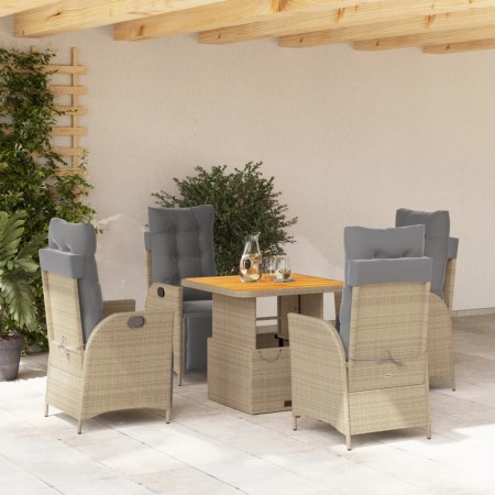 Set comedor de jardín 5 pzas con cojines ratán sintético beige de , Conjuntos de jardín - Ref: Foro24-3277484, Precio: 680,47...