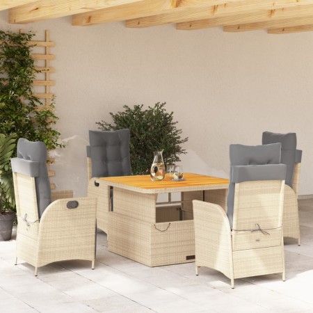 Set comedor de jardín 5 pzas con cojines ratán sintético beige de , Conjuntos de jardín - Ref: Foro24-3277486, Precio: 719,35...