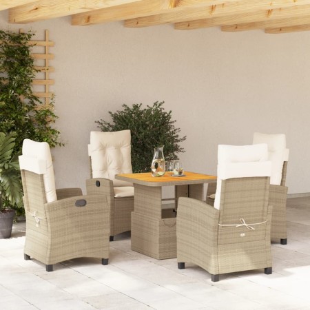 Set comedor de jardín 5 pzas con cojines ratán sintético beige de , Conjuntos de jardín - Ref: Foro24-3277410, Precio: 645,47...