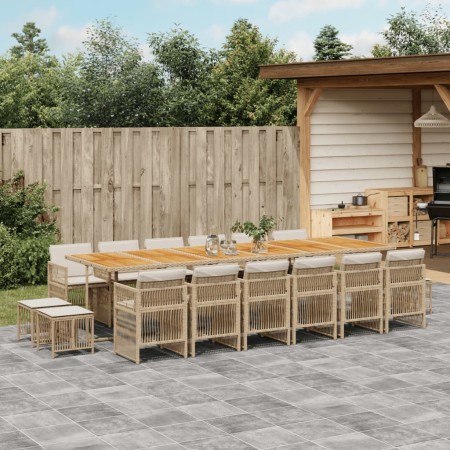 Set comedor de jardín 17 pzas con cojines ratán sintético beige de , Conjuntos de jardín - Ref: Foro24-3211012, Precio: 1,00 ...