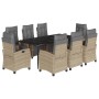 Set comedor de jardín 9 pzas con cojines ratán sintético beige de , Conjuntos de jardín - Ref: Foro24-3213022, Precio: 1,00 €...
