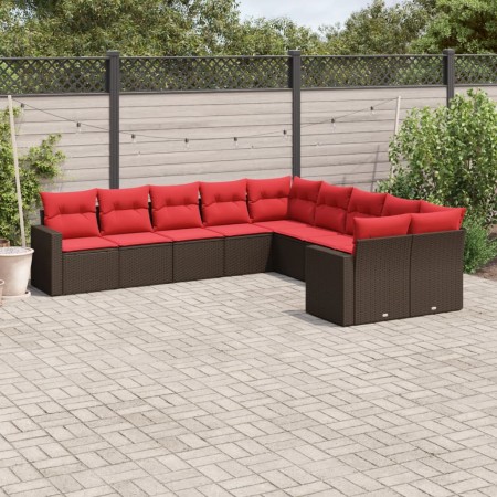 Set de sofás de jardín 10 pzas y cojines ratán sintético marrón de , Conjuntos de jardín - Ref: Foro24-3219504, Precio: 700,7...