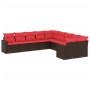 Set de sofás de jardín 10 pzas y cojines ratán sintético marrón de , Conjuntos de jardín - Ref: Foro24-3219504, Precio: 700,7...