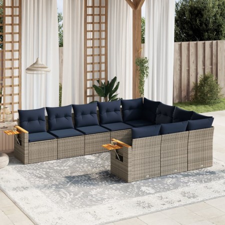 Set de sofás de jardín 10 pzas con cojines ratán sintético gris | Foro24.es | Tu tienda online para hogar, jardín y más Foro24.es