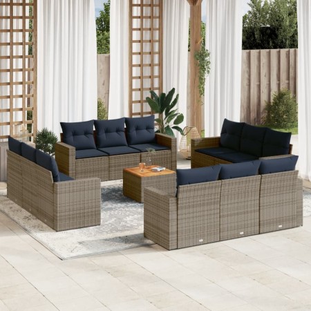 Set sofás de jardín con cojines 13 piezas ratán sintético gris | Foro24.es | Tu tienda online para hogar, jardín y más Foro24.es