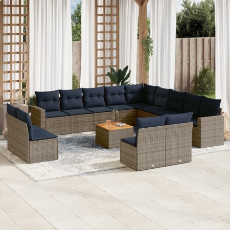 Set de sofás de jardín y cojines 14 pzas ratán sintético gris de , Conjuntos de jardín - Ref: Foro24-3256712, Precio: 1,00 €,...