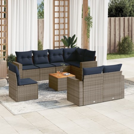Set de sofás de jardín 9 pzas con cojines ratán sintético gris de , Conjuntos de jardín - Ref: Foro24-3256551, Precio: 674,89...